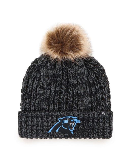 '47 Black Carolina Panthers Logo Meeko Cuffed Knit Hat With Pom At Nordstrom
