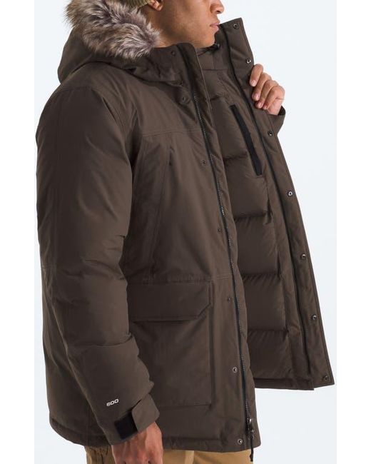 The North Face Brown Mcmurdo Waterproof 600 Fill Power Hooded Down Parka With Faux Fur Trim for men