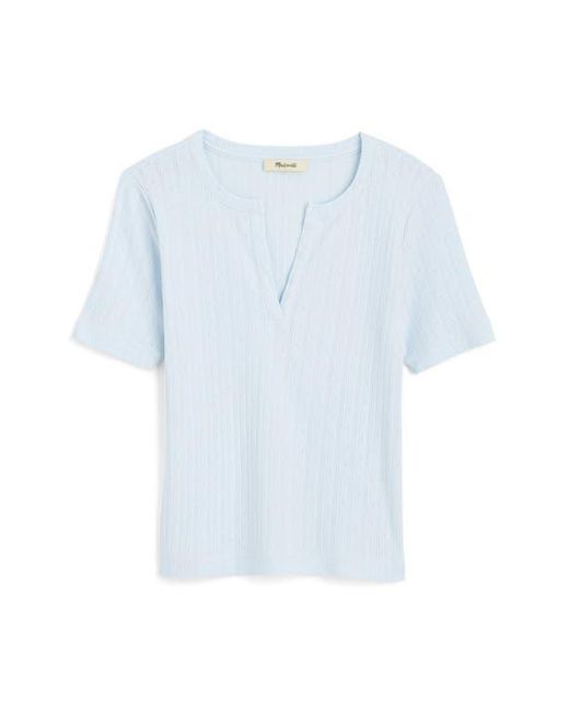 Madewell Blue Pointelle Crewneck Short Sleeve T-Shirt