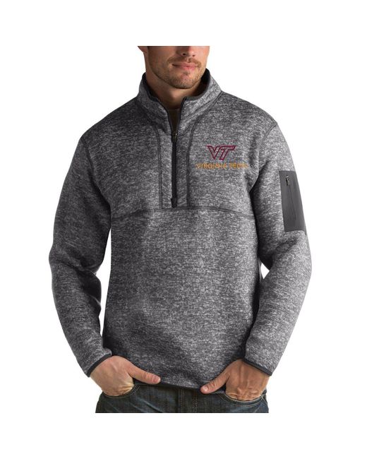 Antigua Gray Virginia Tech Hokies Academic Logo Fortune Quarter-zip Jacket At Nordstrom for men