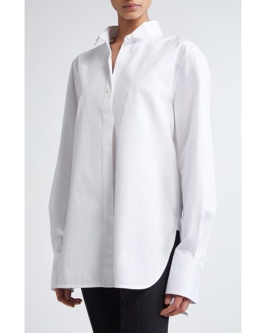 Totême  White Wingtip Collar Organic Cotton Poplin Button-Up Shirt
