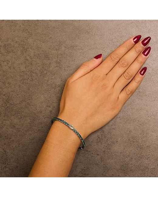 Haus of Brilliance Green Created Sapphire And Emerald Semi Eternity Bangle Bracelet