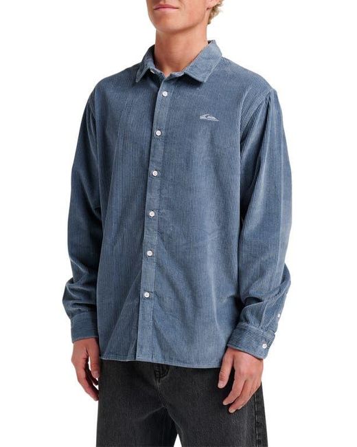 Quiksilver Blue Cotton Corduroy Button-Up Overshirt for men
