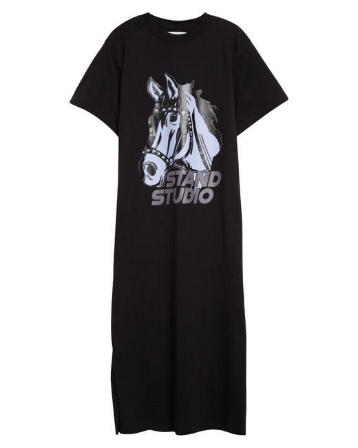 Stand Studio Black Margo Organic Cotton Oversize T-shirt Dress