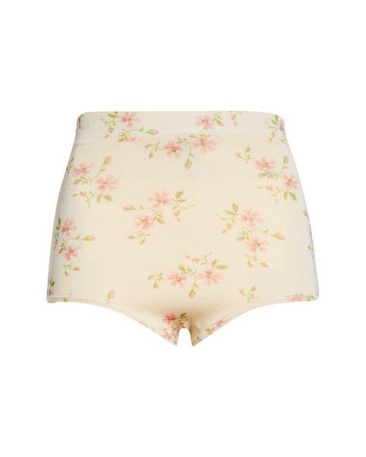 Simone Rocha Natural Tiny Flowers Knit Micro Shorts