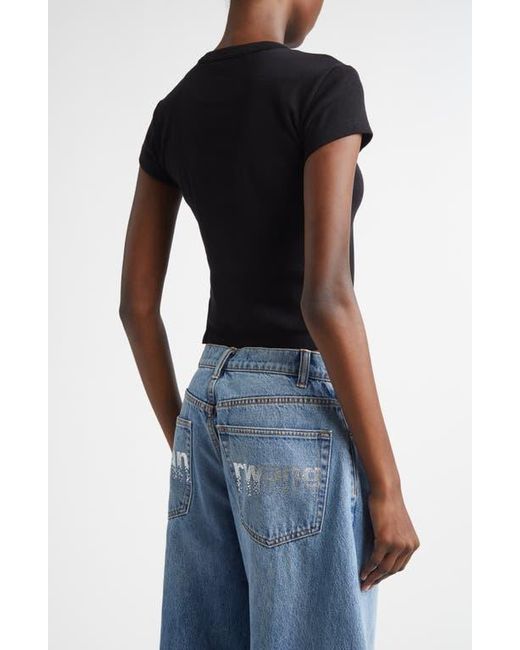 Alexander Wang Blue Hotfix Crystal Logo Baby Tee