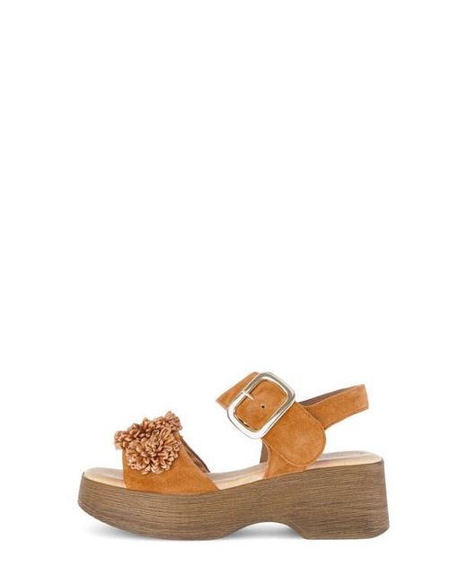 Gabor Natural Raffia Appliqué Platform Sandal