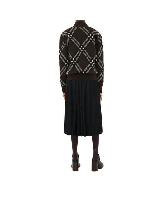 Burberry Black Check Wool Mohair Blend Cardigan