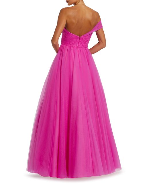Mac Duggal Pink Asymmetric Tulle Gown