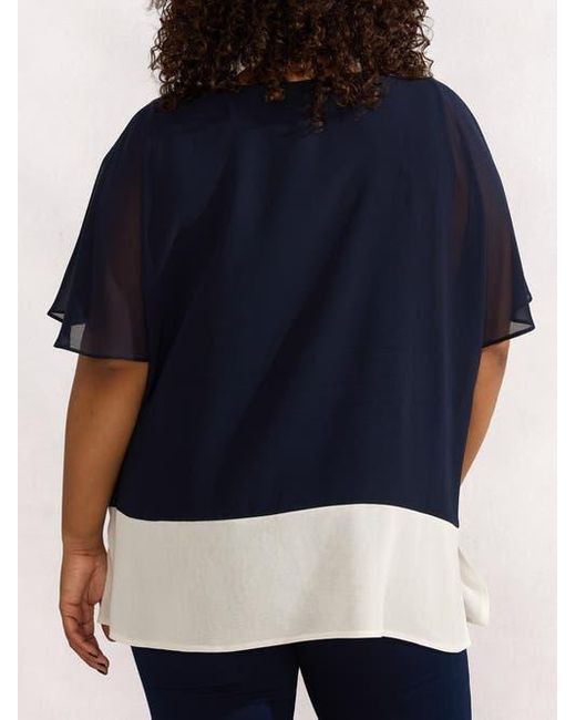 Live Unlimited Blue Colour Block Overlay T-Shirt