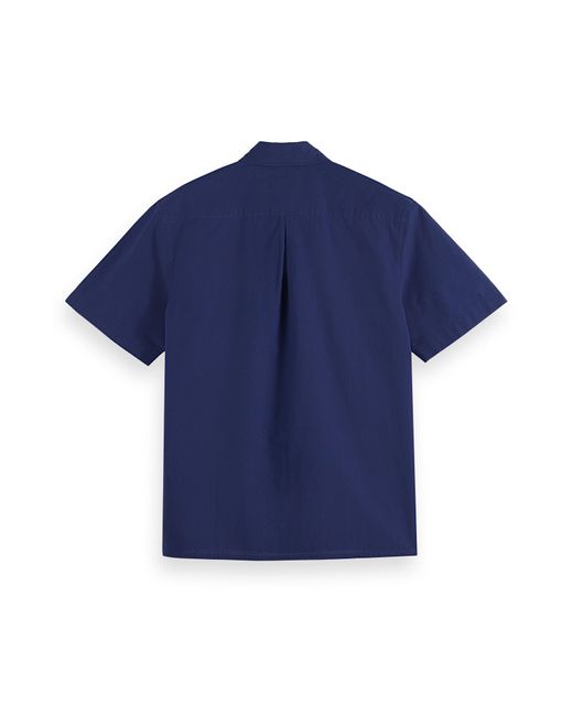 Scotch & Soda Blue Pintuck Detail Short Sleeve Button-up Shirt for men