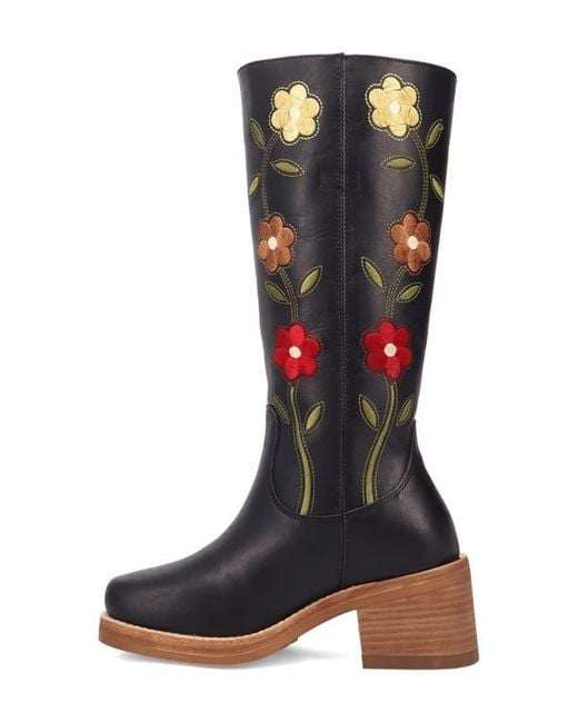 Dingo Black Bloom Embroidered Boot
