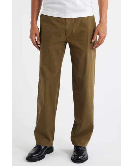 Theory Green Brushed Stretch Cotton Chinos for men