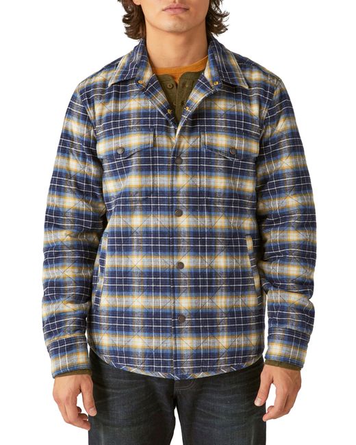 Lucky Brand Blue Plaid Quilted Flannel Shirt Jacket for men