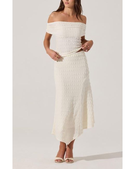 Astr Natural Off The Shoulder Textured Knit Top