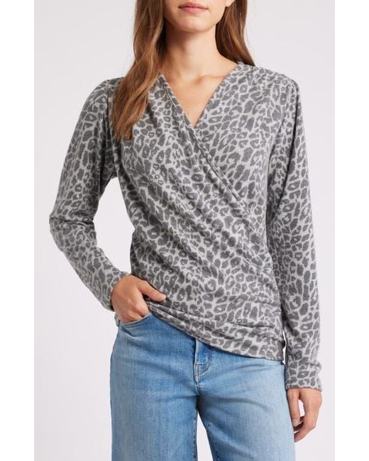 Loveappella Gray Wrap Top
