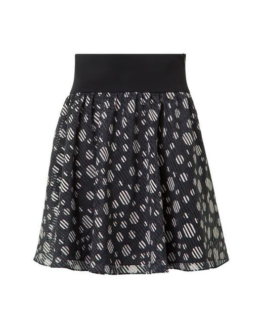Akris Punto Black Circle Print Burnout Stripe Flared Skirt