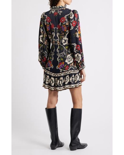 Farm Rio Black Roccoco Floral Minidress