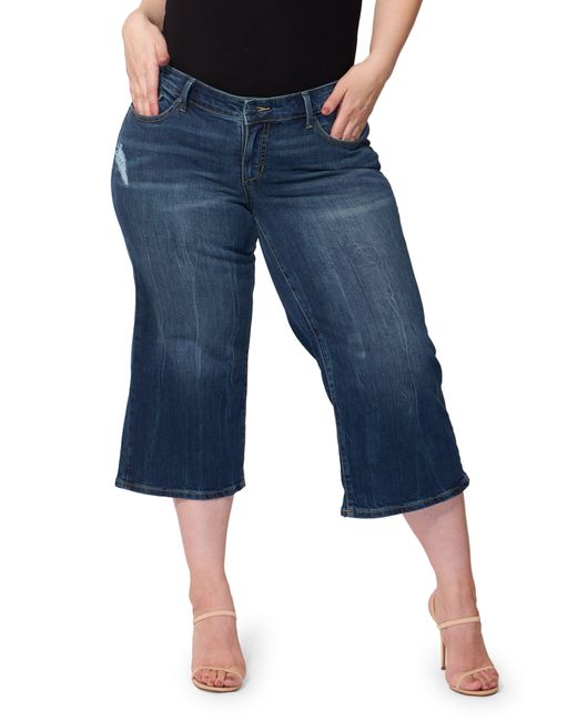 Slink Jeans Blue Mid Rise Wide Leg Crop Jeans