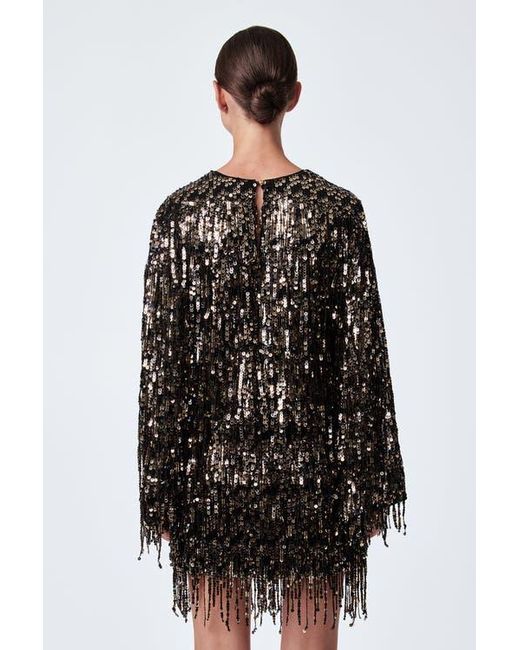 trina turk black sequin dress Glitterati Dress Trina Turk Festive Dress TRINA TURK Black Multi Berry Drop Waist Mini Shift Dress