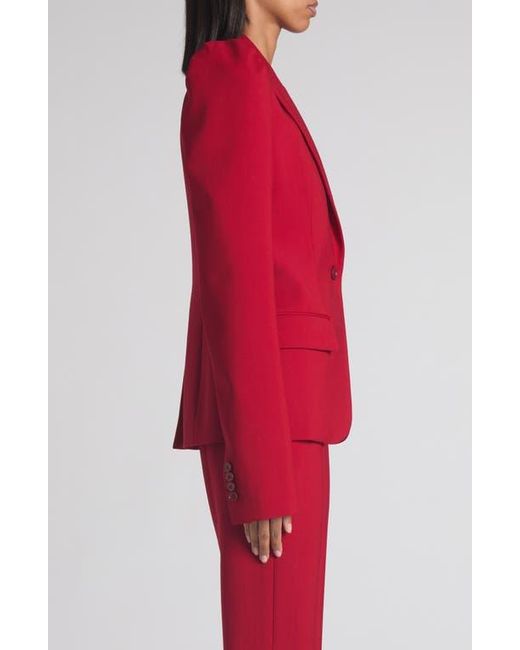 McQueen Red One-Button Wool Grain De Poudre Jacket