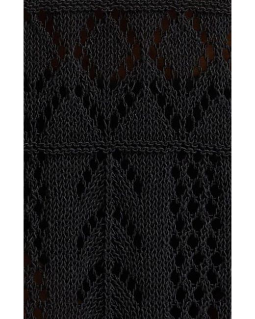 Elan Black Lace Knit Long Sleeve Cover-Up Midi Dress