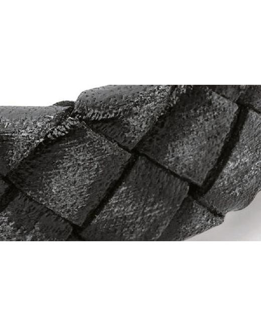 Tateossian Black Carbon Woven Leather Bracelet for men