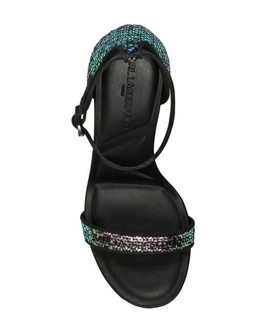 Karl Lagerfeld Black Kenz Sequin Ankle Strap Sandal