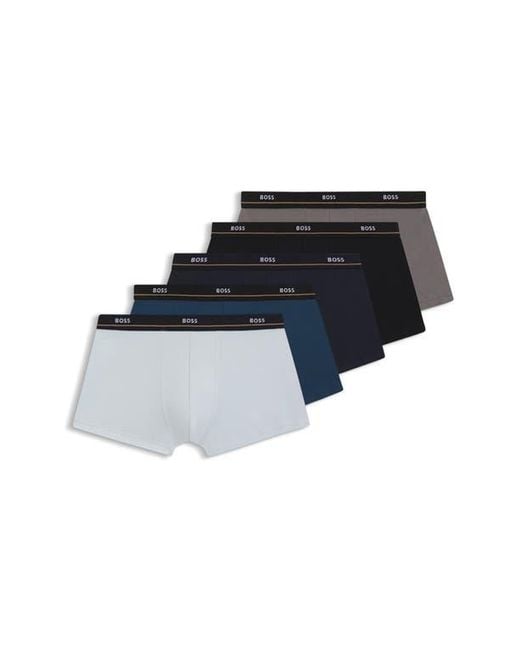 Boss Brown Assorted 5-Pack Essential Stretch Cotton Trunks for men