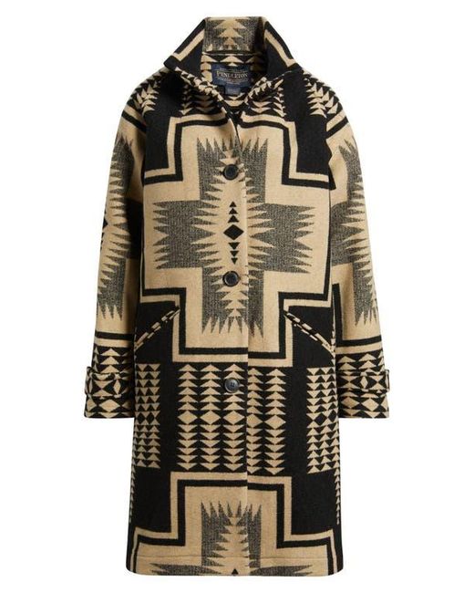 Pendleton Blue Timberline Virgin Wool Blend Blanket Coat