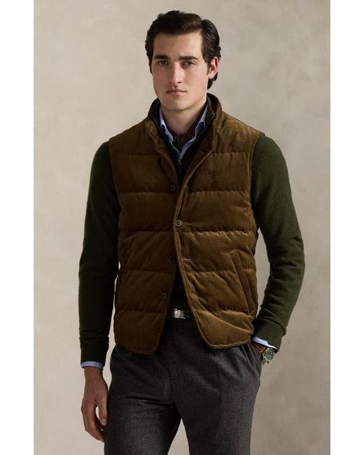 Polo Ralph Lauren Brown 12 Wale Corduroy 650 Fill Power Down Vest for men