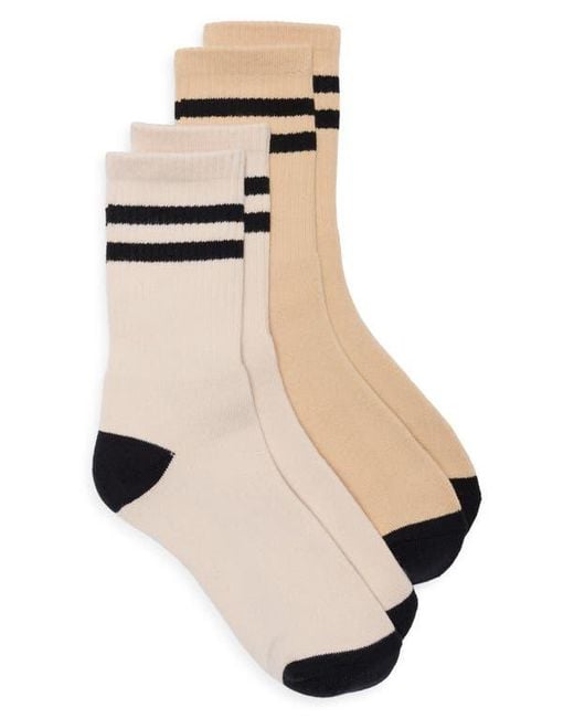 BP. Natural Assorted 2-Pack Varsity Stripe Crew Socks