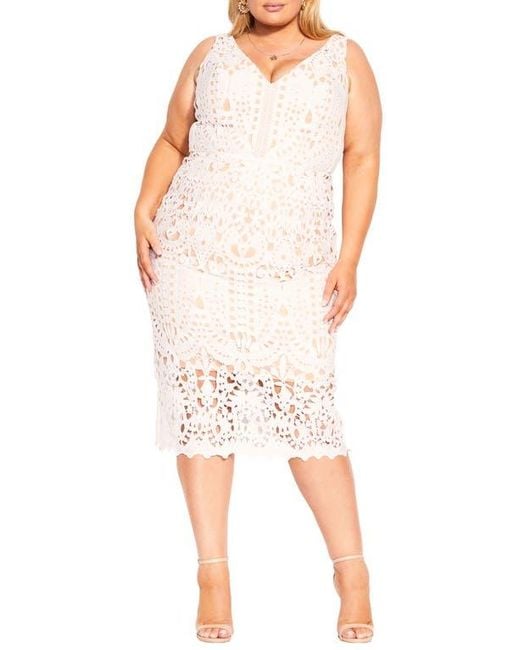 City Chic Women's White All Class Lace Overlay Sheath Dress