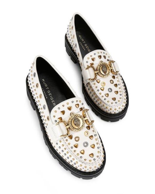 Kurt Geiger White Mansion Stud Platform Loafer