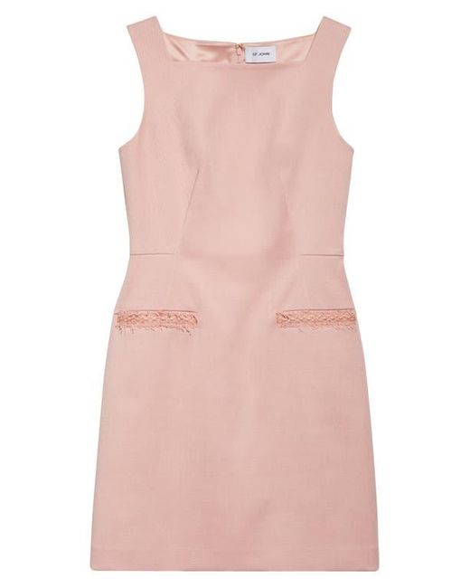 St. John Pink Braided Trim Stretch Twill Sheath Dress