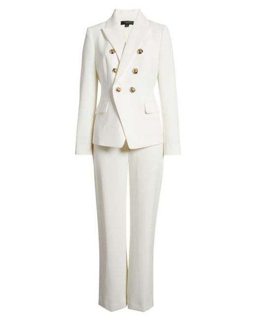 Tahari White Double Breasted Two-Piece Suit