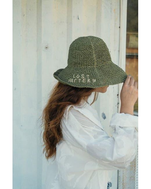 Lost Pattern Green Wanderlight Packable Straw Hat