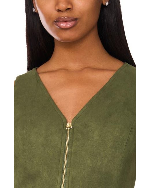 Halogen® Green Zip Front Sleeveless Minidress