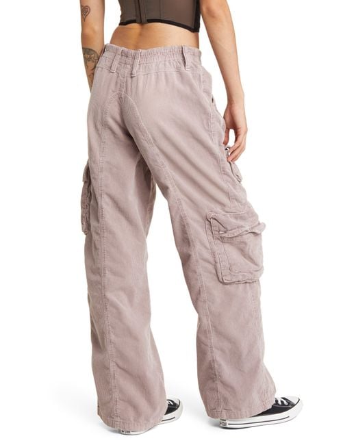 BDG Y2k Low Rise Corduroy Cargo Pants in Red Lyst