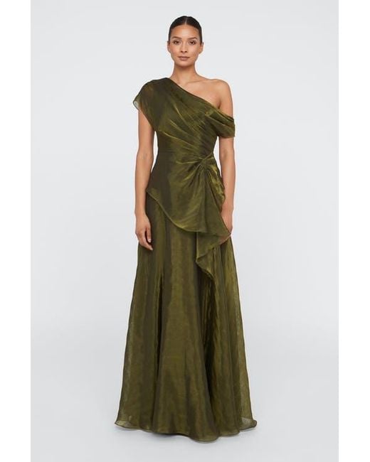 theia green dress Theia Devyn Off Shoulder Dress In Aqua Mist main image 1