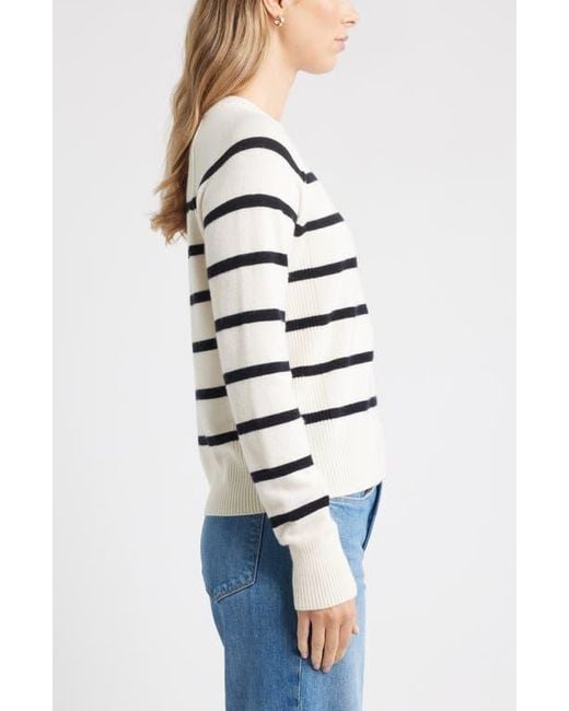 Caslon White Raglan Sleeve Wool & Cashmere Sweater