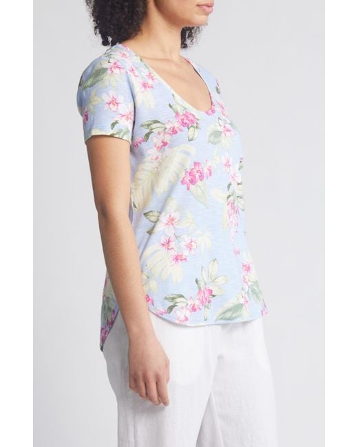 Tommy Bahama White Ashby Isles Floral Short Sleeve Cotton Top