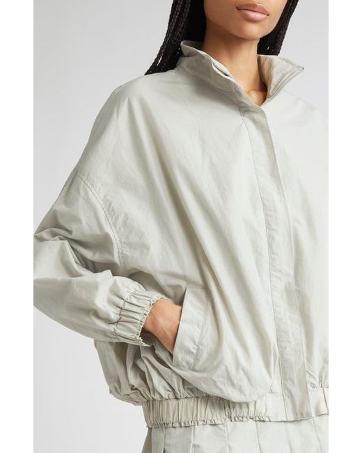 Renaissance Renaissance Gray Alex Double Layer Bubble Hem Taffeta Bomber Jacket