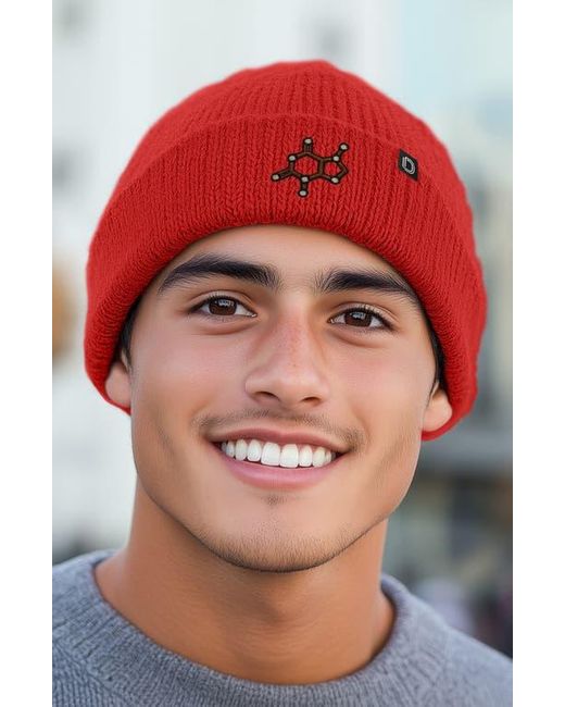 Alix Red Molecule Beanie for men