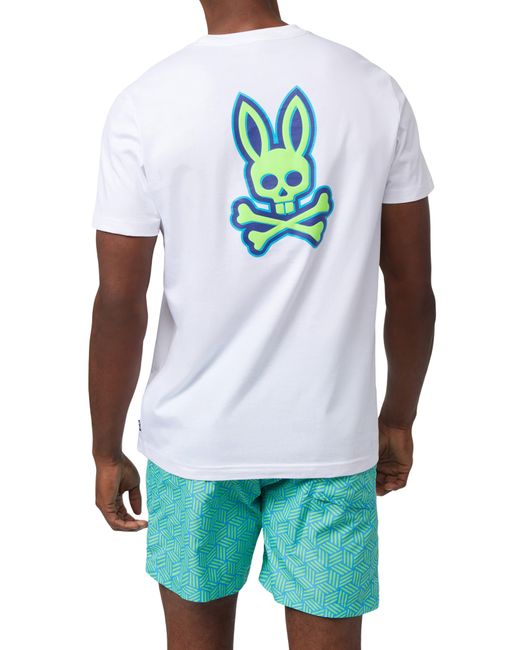 Psycho Bunny White Sloan Cotton Graphic T-shirt for men