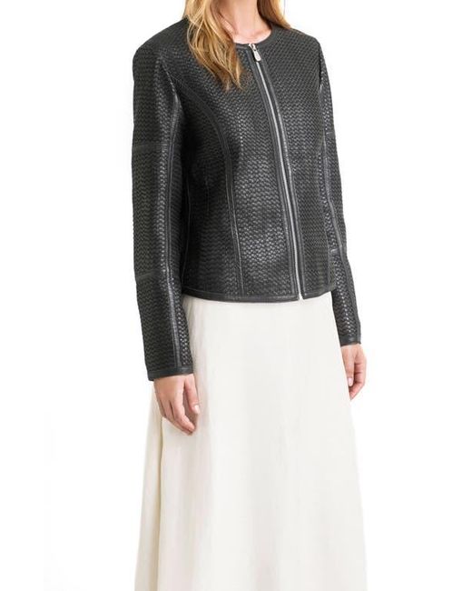 Velez Black Woven Leather Jacket