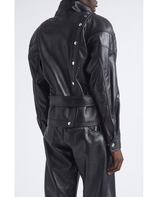 VAQUERA Black Bombshell Belted Leather Jacket