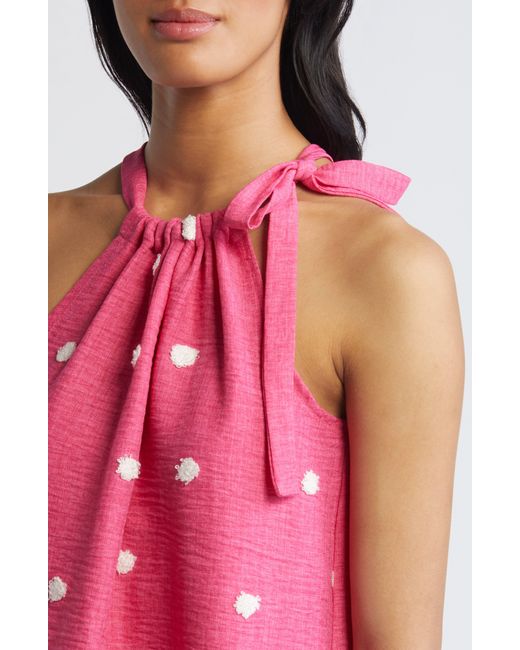 Loveappella Pink Tie Shoulder Sleeveless Top