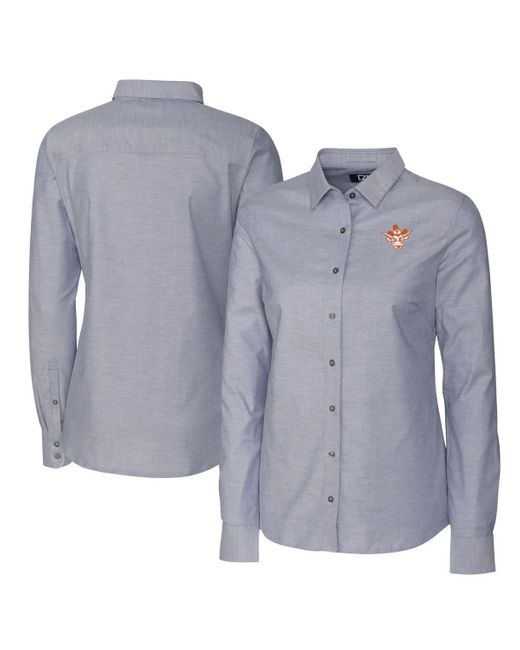 Cutter & Buck Blue Texas Longhorns Vault Stretch Oxford Long Sleeve Tri-blend Button-up Dress Shirt At Nordstrom