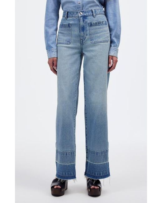 Madewell Blue The Emmett Release Hem Patch Pocket Wide Leg Jeans